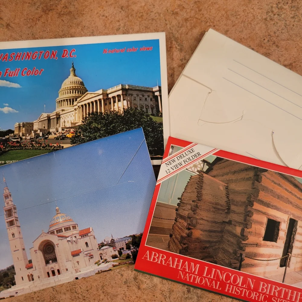 4 Vintage Postcard Booklets ~ Wash DC, Mt Vernon, Lincoln, Scenic ~ Historical ~